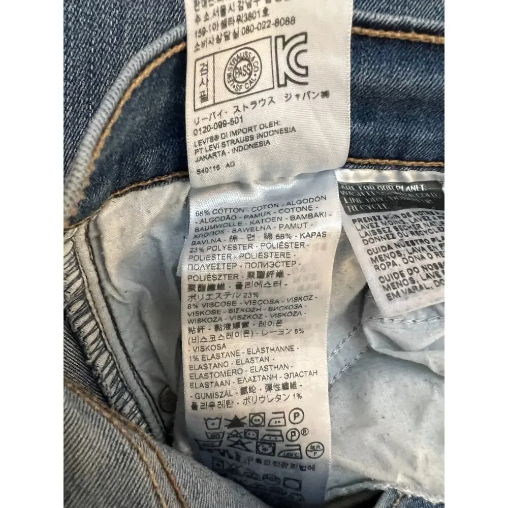 Levis 505 Jeans‎ Mens 33x32 Straight Ripped Inner Area Holes Denim Pants
